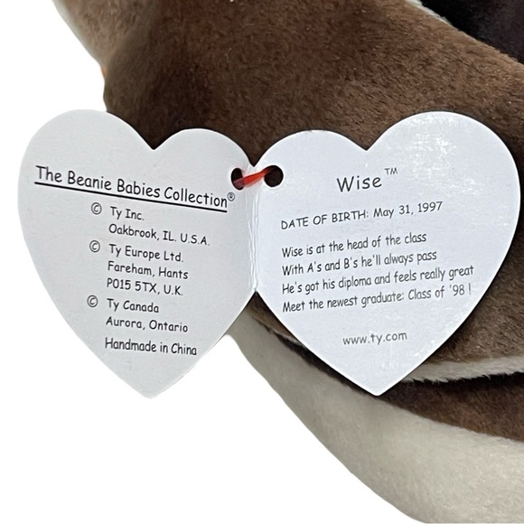 Ty Beanie Baby Original Wise 1997/98 Tag Errors Retired P.E. Pellets Rare Plush - Picture 4 of 6